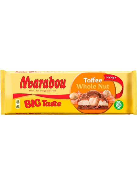 Молочный шоколад с цельным орехом Marabou Big Taste Toffee Whole Nut 300г