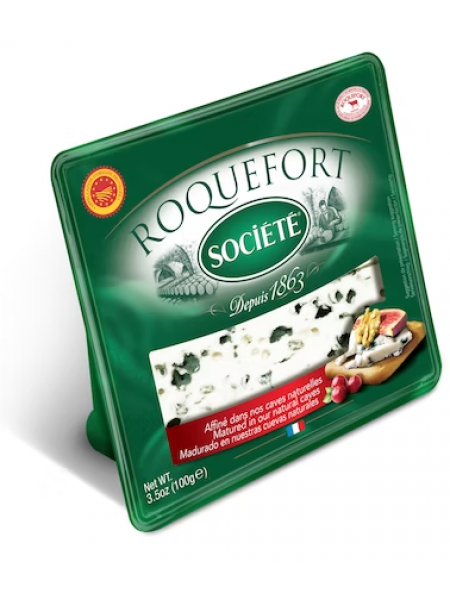 Сыр рокфор с голубой плесенью Societe Roquefort Société Sinihomejuusto 100г