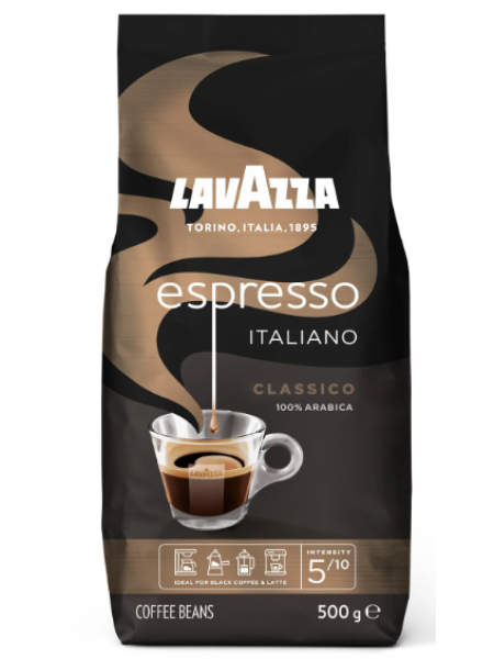 Кофе в зернах Lavazza Espresso Classica 500г в мягкой упаковке степень обжарки 5/10