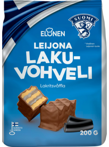 Вафли из молочного шоколада Elonen Leijona Lakuvofeli с лакрицей 200г
