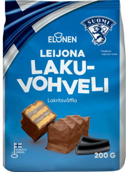  Вафли из молочного шоколада Elonen Leijona Lakuvofeli с лакрицей 200г