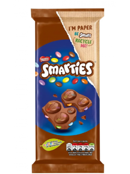 Плитка молочного шоколада Smarties Milk chocolate Sharing Block 90г  