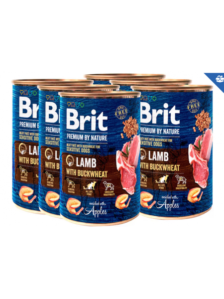 Влажный корм для собак Brit Premium by Nature Ягненок-гречка 400 г 6 шт 