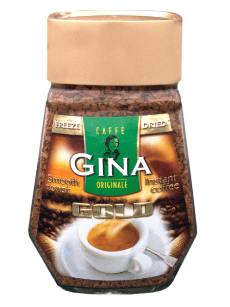 Кофе растворимый GINA Gold 200г в стеклянной банке