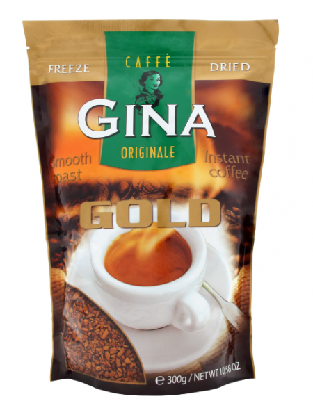 Кофе растворимый Gina gold 300г мягкая упаковка