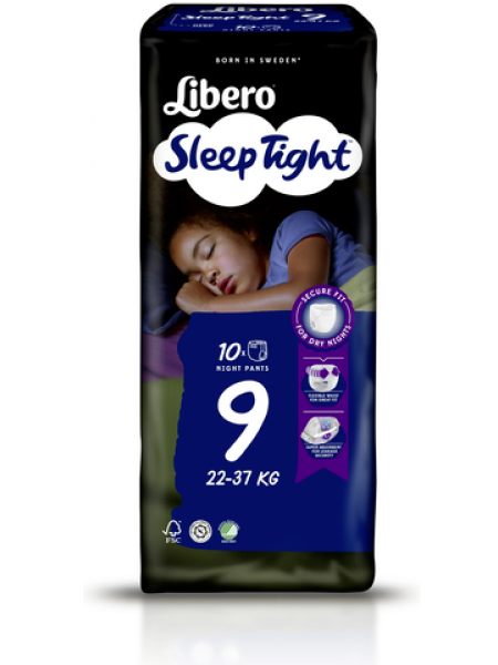 Подгузники трусики Libero SleepTight 9 на вес  22-37кг 10шт