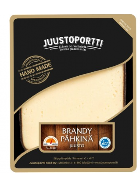 Твердый сыр с бренди и ореховым вкусом Juustoportti Brandy-Pähkinäjuusto 175г без лактозы