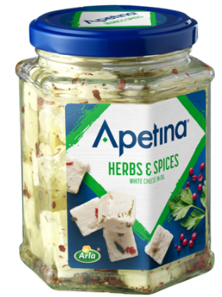 Кубики средиземноморского сыра фета в пряных масличных травах и специях Apetina Herbs  Spices 265/150г