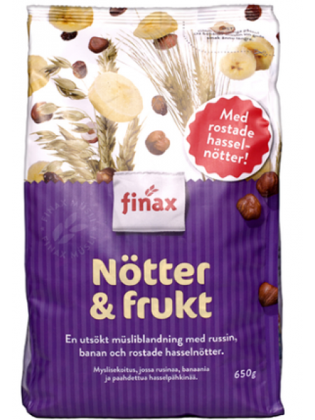 Мюсли Finax Notter Frukt 650г с грецкими орехами и фруктами