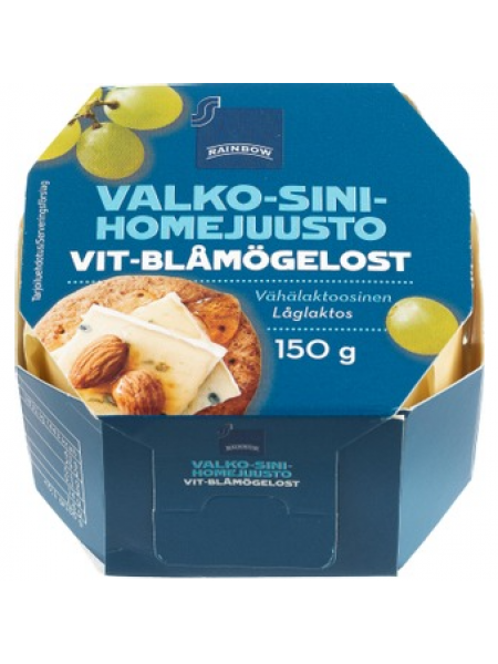 Сыр Rainbow Valko-Sinihomejuusto 150г с белой и голубой плесенью 