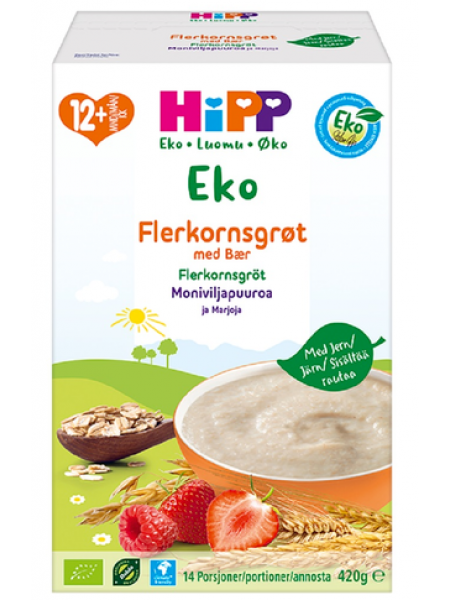 Детская органическая мультизерновая каша с ягодами HiPP Organic Multigrain 14 порций 420г с 12 месяцев 