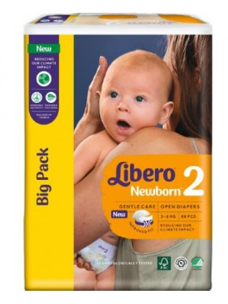 Подгузник Libero Newborn размер 2 на вес 2-5кг 88шт